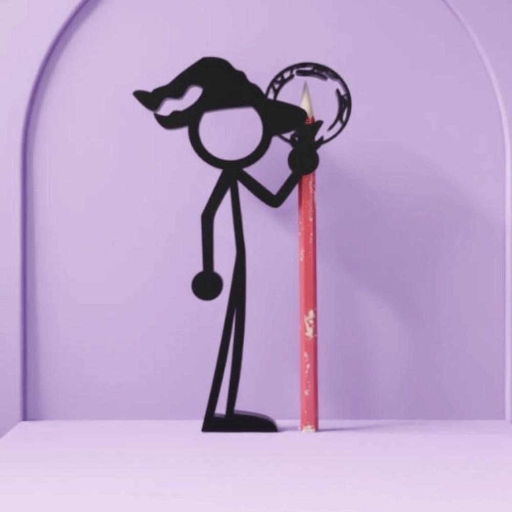 3D Schwarzer Stickman Krieger Stifthalter Plastik Lustige Stiftverzierung 3D Gedruckter Bleistifthalter Schüler