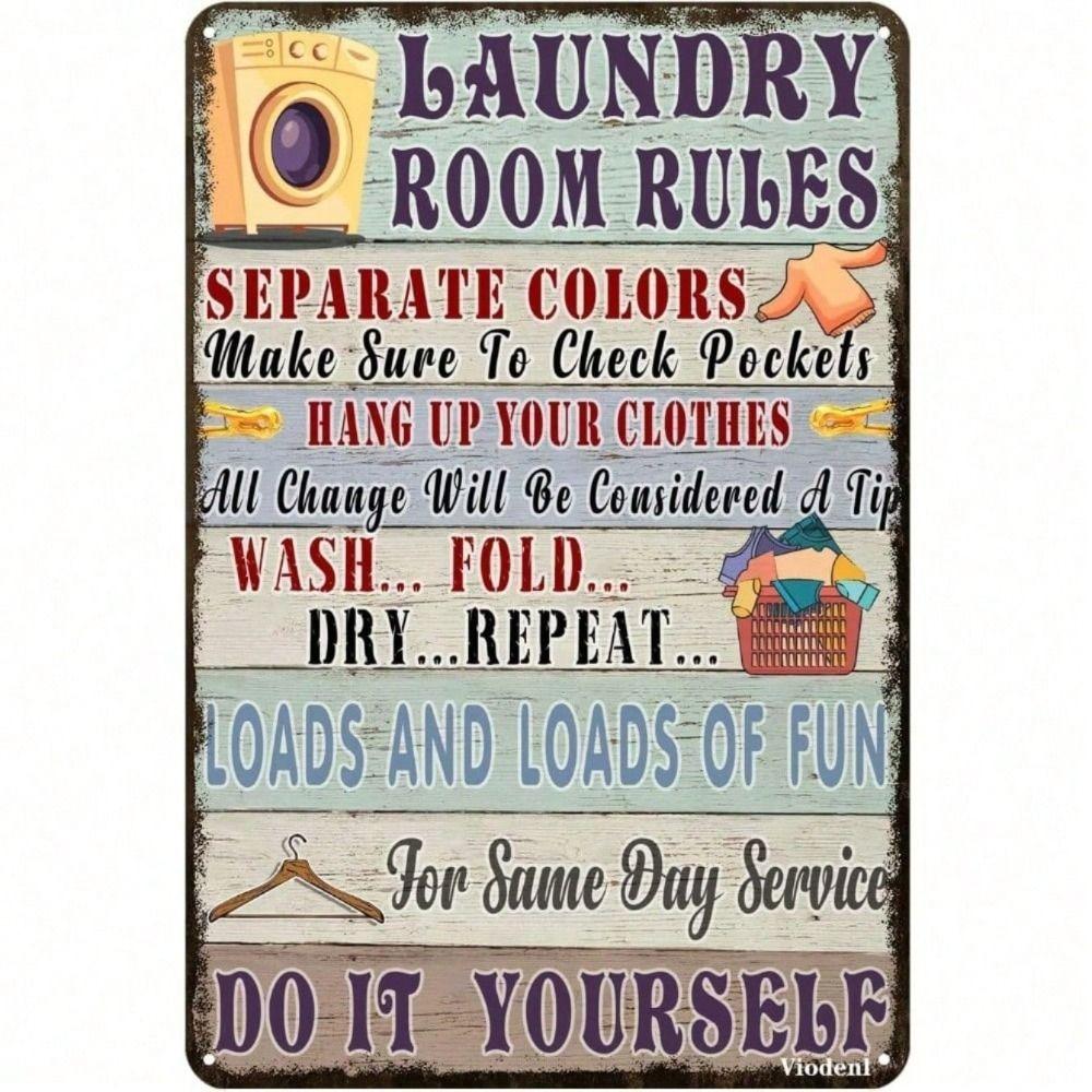 Metal Poster Laundry Room Rules Wall Art Home Decor