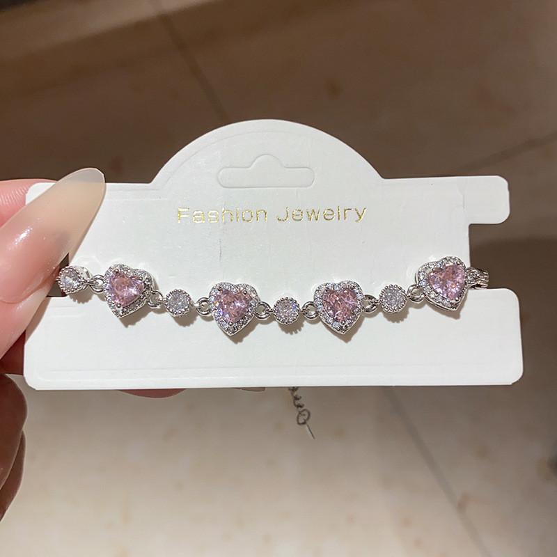 

Fashion Heartshaped Zircon Bracelet With Silver Finish For Women Gift Ideas