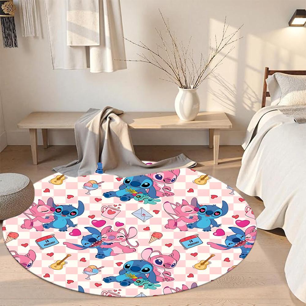 Stitch Round Office Rug Design for Decorate room Entryway Living Rooms Outdoor Antislip Round Carpet Anime Office Decor