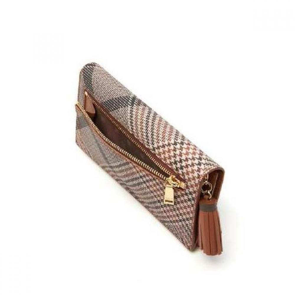 Daks Brown Check Pattern Long Wallet Dcwa0e322w2