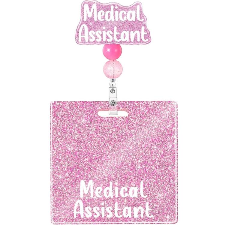 

Glittering Nurse Badge Cards Badge Reels ID Badge Holder Retractable Name Card Holder for Office School