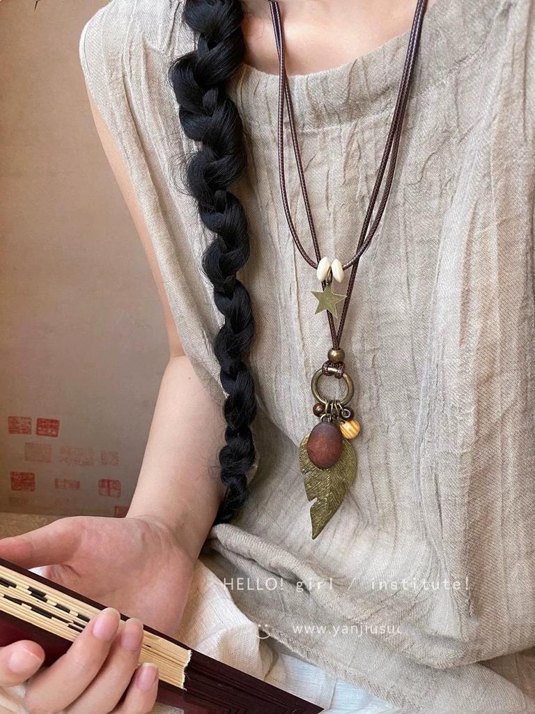 Bohemian Ethnic Style Long Bow Metal Necklace with Vintage Distressed Pendant (2025)
