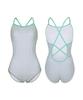 Jeteseu Women'S Power Shield Cross Deep Teardrop Back One-Piece Swimsuit Mint Grid L9A6053