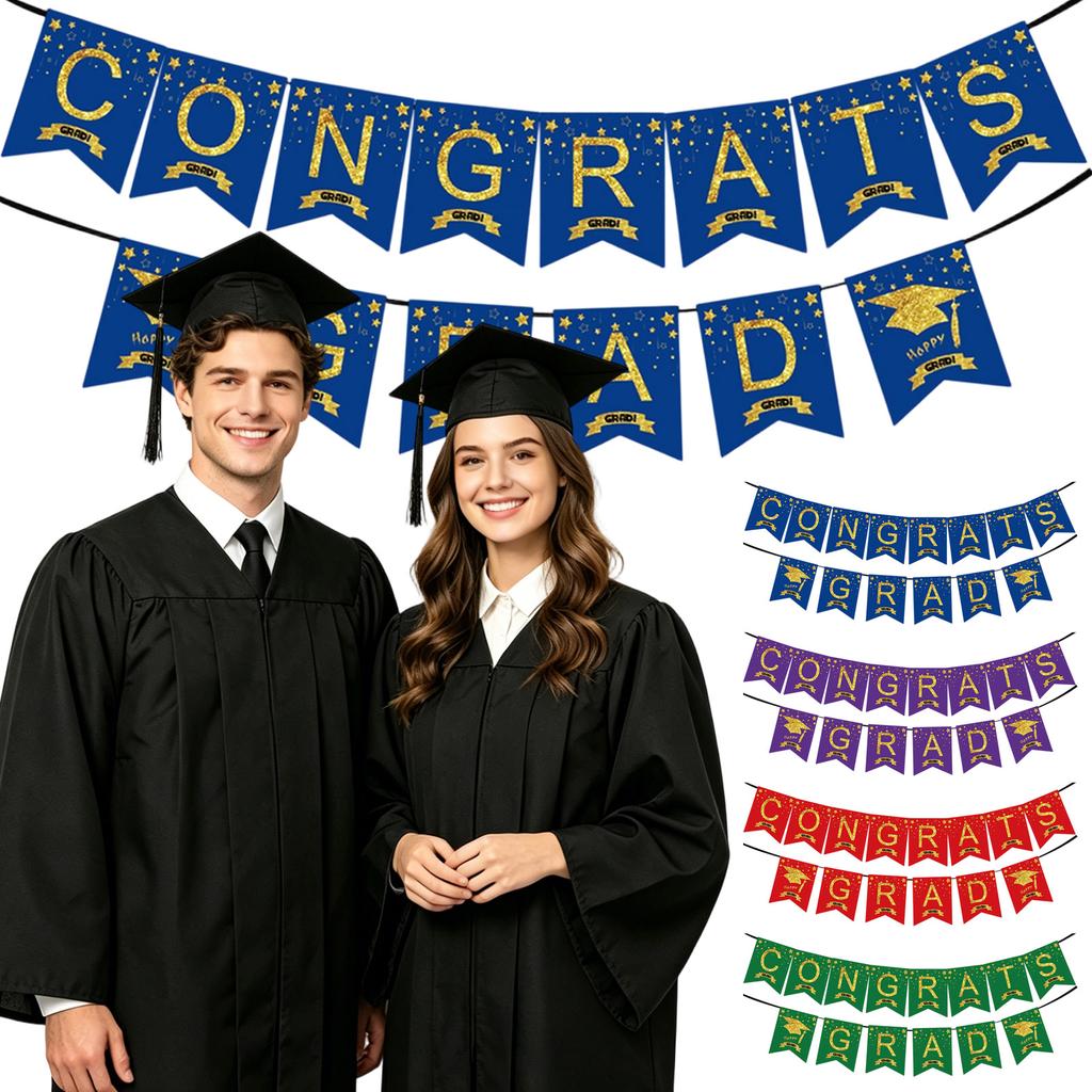 Graduation Party Banner Congrats Grad Hanging Decoration for Graduation Ceremony Celebration Indoor Outdoor Use Durable Material