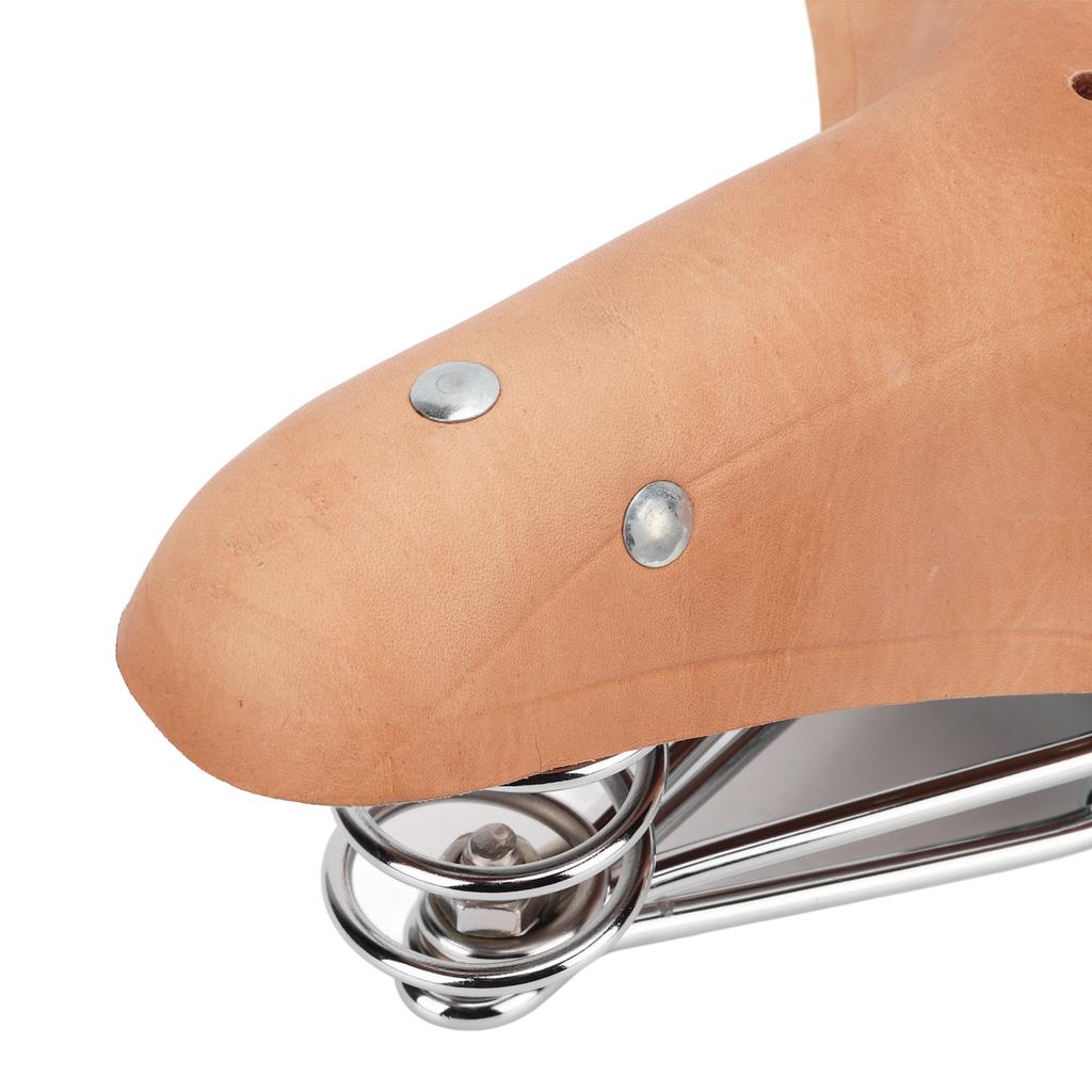 Vintage Classic Style Cow Leather Bicycle Saddle Retro Bicycle Cushion with Springs for Outdoor Cycling