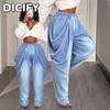 Calças e Capris Casuais Femininos DICFY com Estampa Lisa
