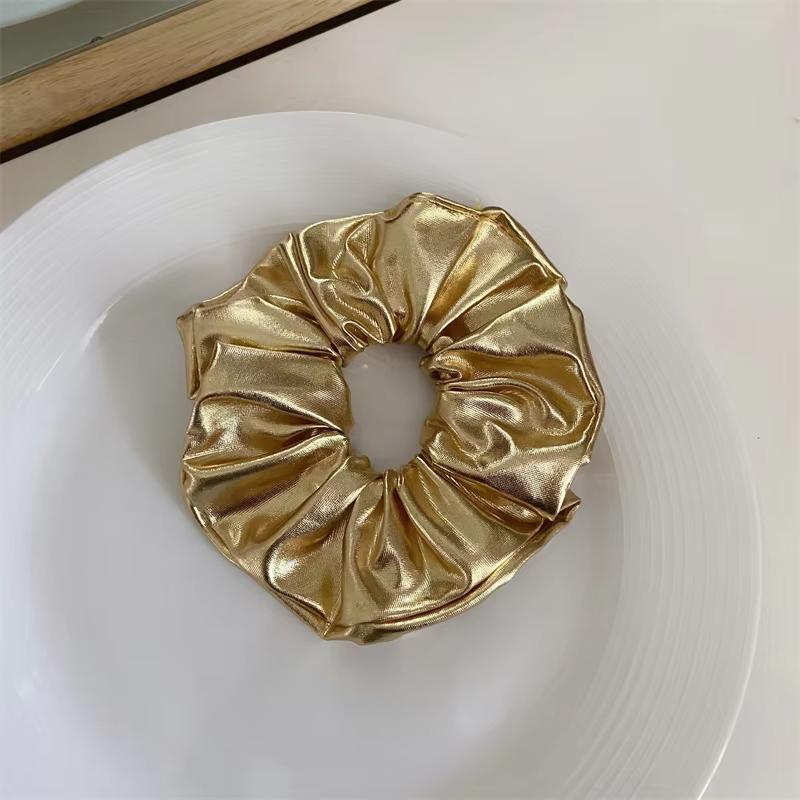 Y2k Scrunchies Metal Silver Gold Large Size Hair Tie Sweet Simple Elastic Hair Band Women Hair Accessories Daily Headwear