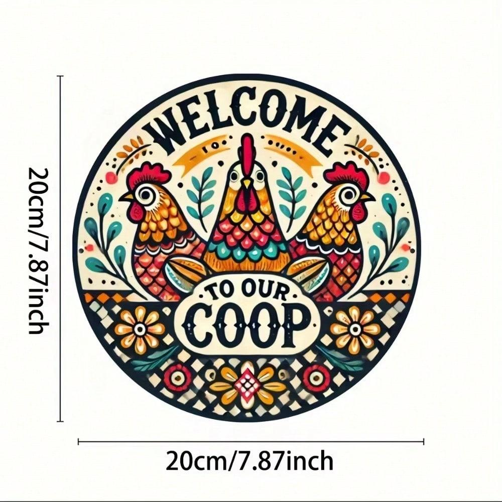 Rooster Welcome Sign Farmhouse Decor Waterproof Metal Wall Art