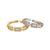Korean Style Luxury Zircon Chain Adjustable Open Ring for Women
