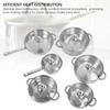 6 Pcs Stainless Steel Pots and Pans Set Even Heating Thickened Easy To Clean Cookware Set with Lids for Kitchen