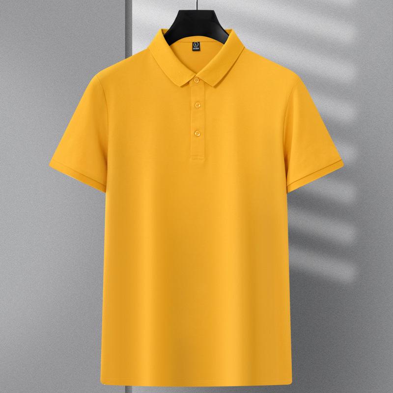 

Short-sleeved POLO Shirt, Men s Pure Cotton Breathable T-shirt, Business Casual Lapel Top XXXL жовтий