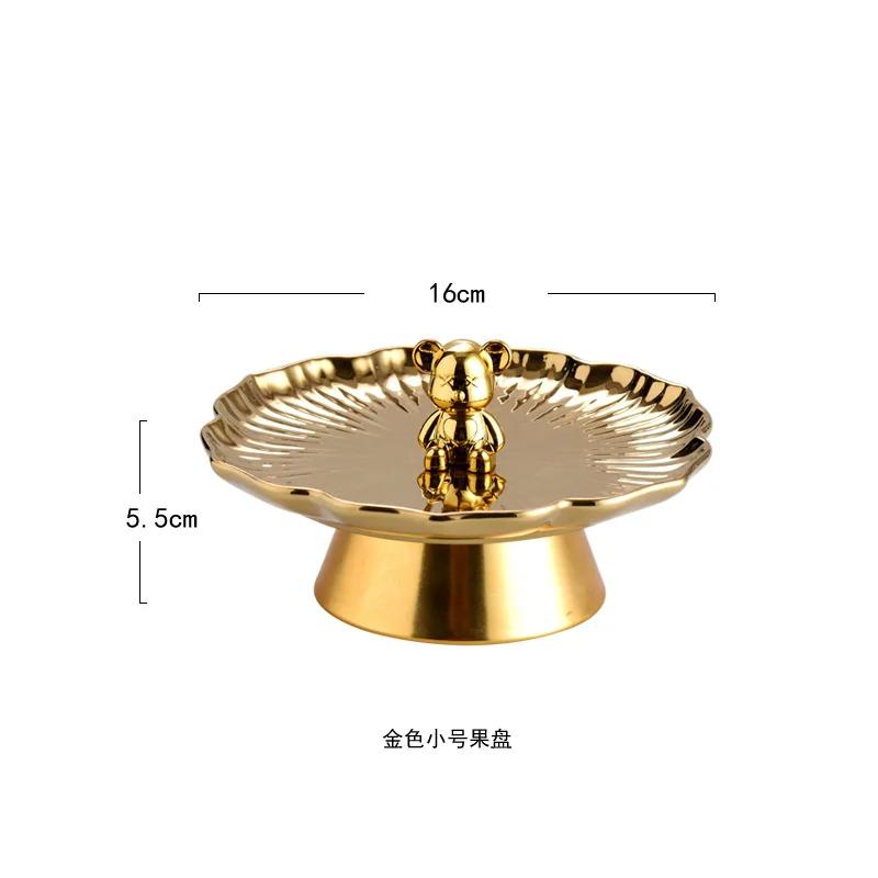 Gilded Petal Ceramic High Footed Fruit Tray, Cake Rack, Snack, Dessert Tray, Desktop Jewelry Organizer, Home Decoration