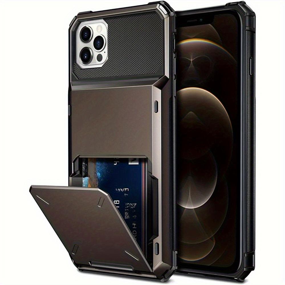 

Durable Vertical Card Holder Wallet Case For iPhone 16 Pro Max 16E 15 14 Plus 13 Pro 11 12 invisable Bag Protective Slim Case For iPhone 13 чорний