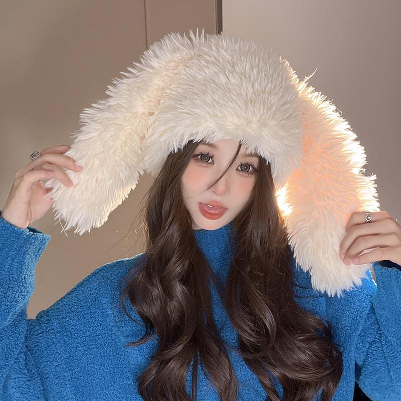 Soft Fluffy Eared Fisherman Cap With Insulation And Wind Resistance For Autumn Winter
