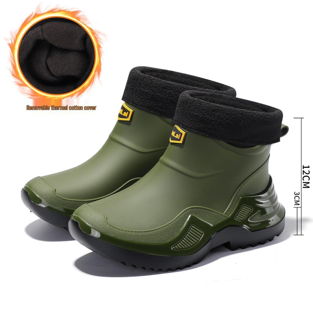 Trendy Men's Waterproof Rubber Rain Boots - Non-slip, Thickened, Sports Style  