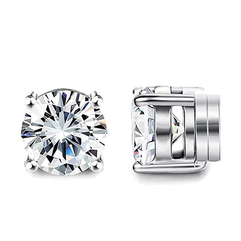 1 Pair Stainless Steel Magnetic Non-piercing CZ Stud Earrings Unisex Punk Hoop Earring Ear Clips For Men Women