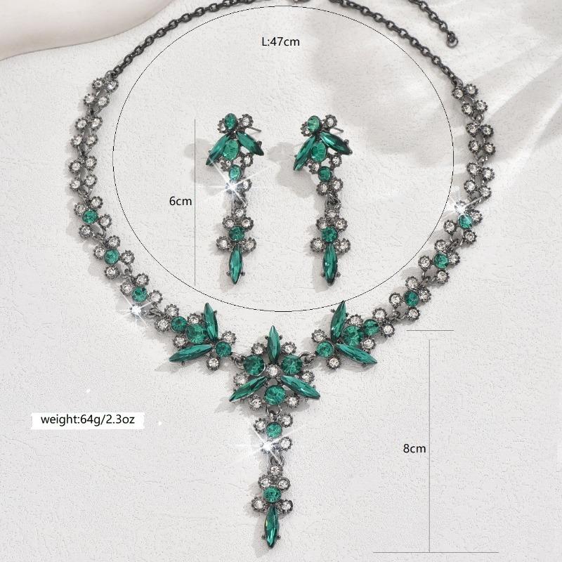 BLINGBAY Women's Jewelry Set Fairycore Romantic Wedding Bridal Accessories Retro Rhinestones Elegant Necklace Earrings Set Women's Modern Jewelry Gift