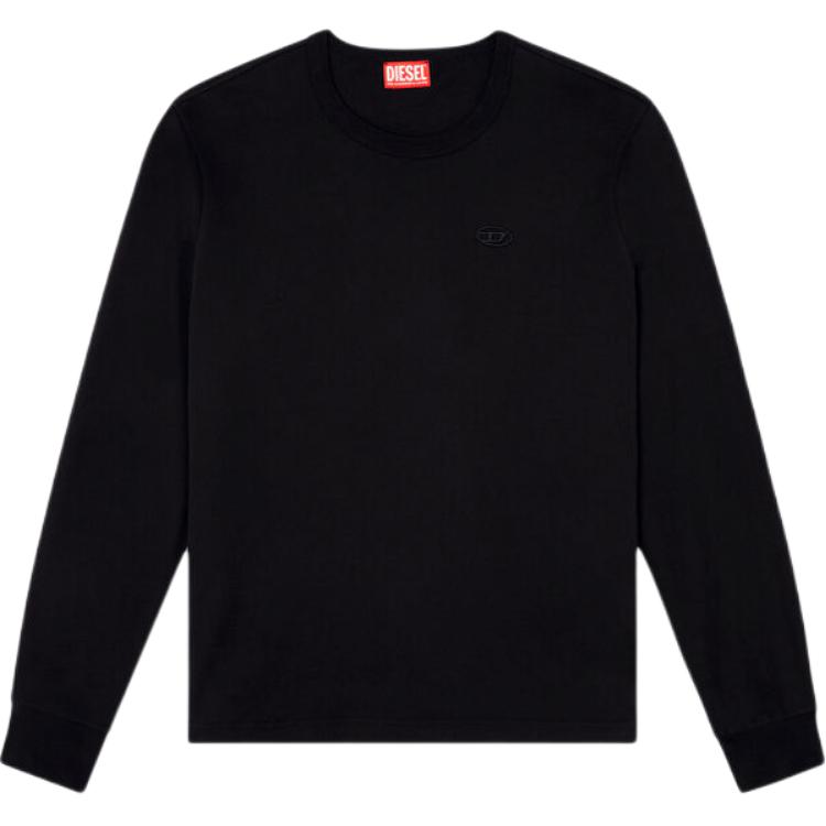 Diesel Logo Embroidered Long Sleeve Crew Neck T-Shirt Men Tops Black A181420AIJU-9XX