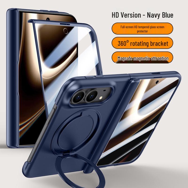 Apple iPhone Duo Foldable Magnetic Case with Rotating Bracket and Anti-Drop Protection.