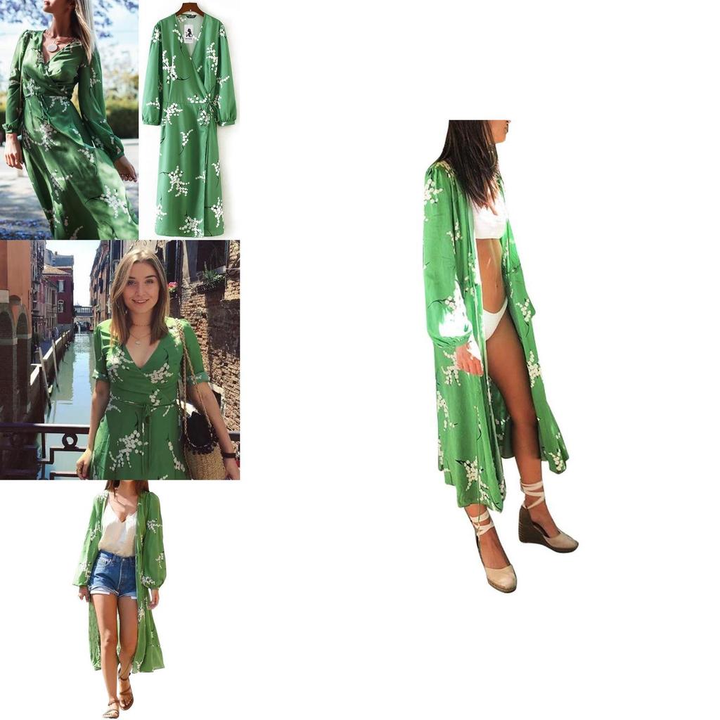 Feitong Fashion Women Floral Chiffon Kimono Top Dress Elegant Summer Beach Coverup