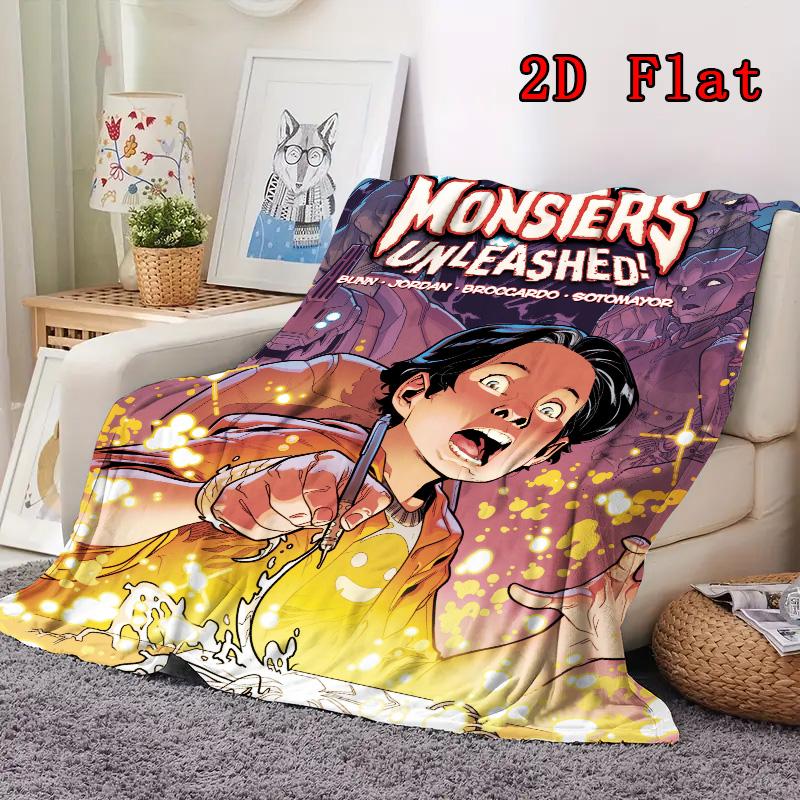 Monsters Unleashed 2D Flat Pattern Flannel Blanket High quality All Seasons Warmth and Comfort Perfect for Christmas Gifts.AMT261020122