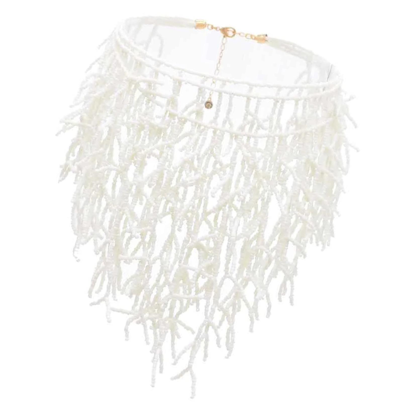 

Многоцелевое ожерелье из коралловых бусин ручной работы Элегантные эффектные украшения Аксессуар для модных женщин и девушек для повседневной носки белый