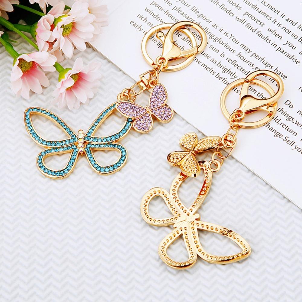 

Glittery Butterfly Pendant Key Chain High Grade Butterfly Key Holder Backpack