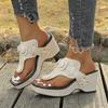 Large Toe Wedge Sandals, Summer New Style, Thick Heel, Metal Buckle Slippers, Beach Sandals