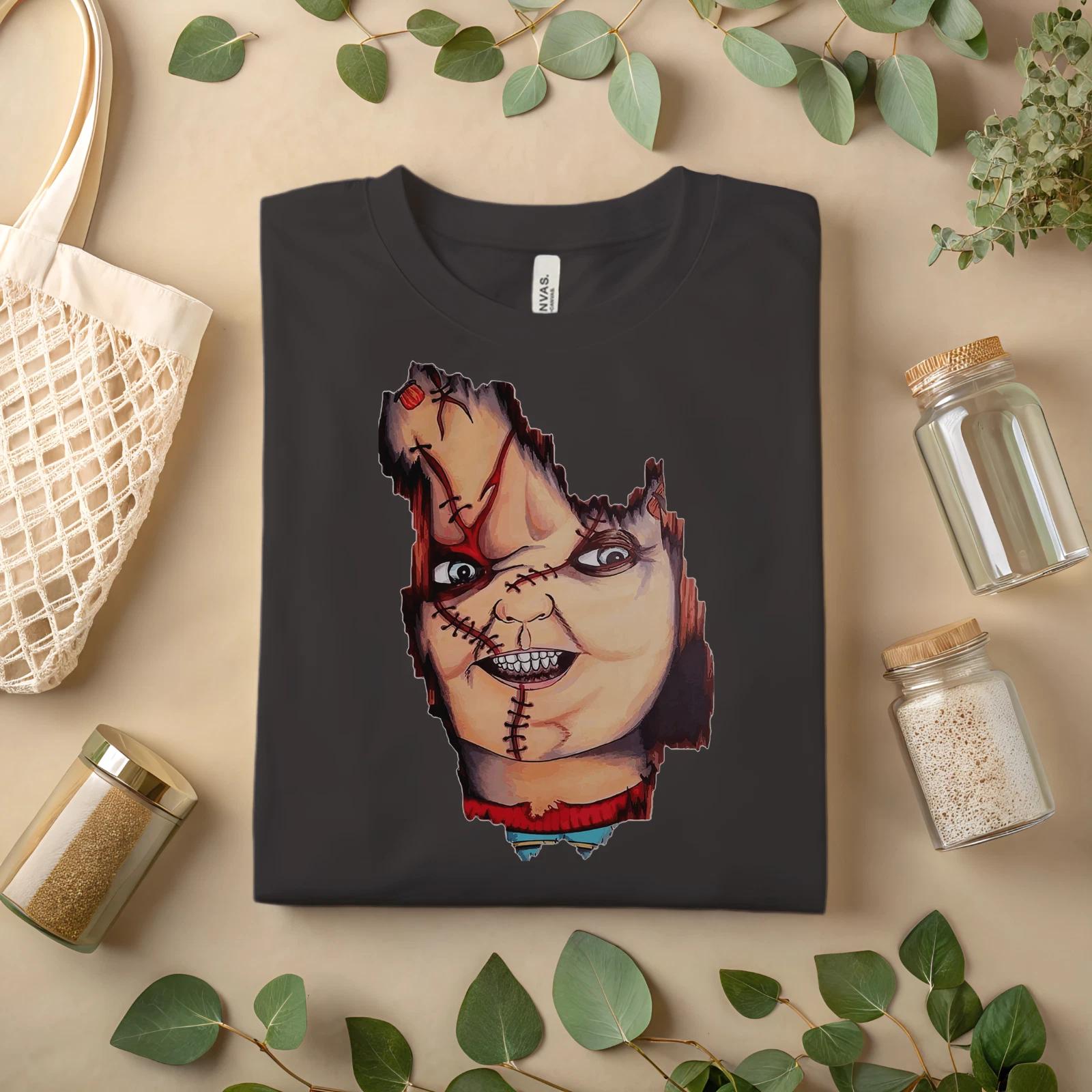 Scary Doll Face Shirt – Horror Halloween T-Shirt A403 XL