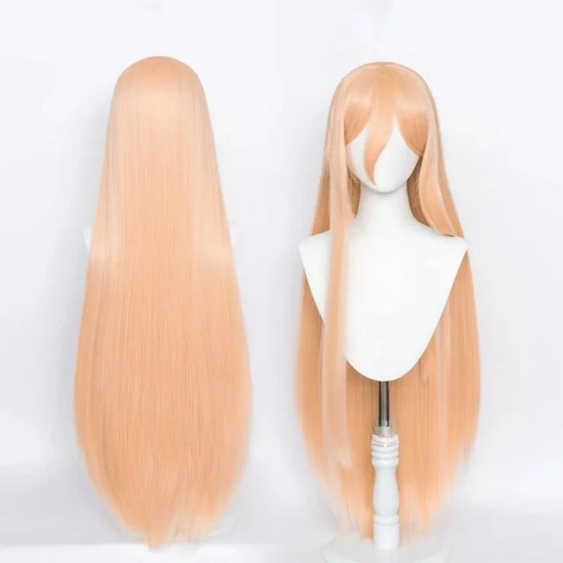 Anime Chainsaw Man Power Cosplay Peruk Uzun Turuncu Pembe Isıya Dayanıklı Sentetik Saç Parti Rol Yapma Perukları