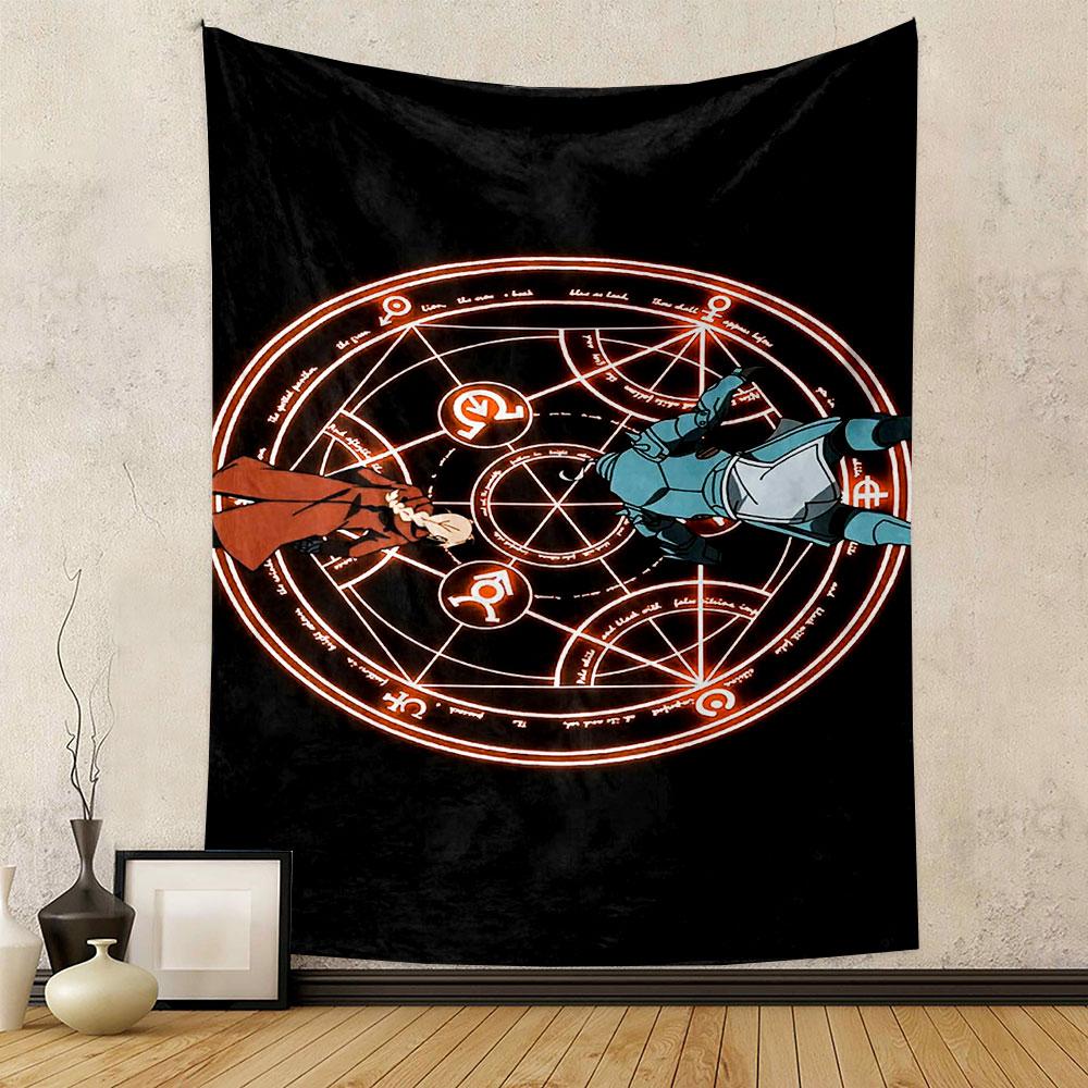 Magic Circle and Armored Characters Patterned tapestry home decor, suitable for bedroom and living room, gift
