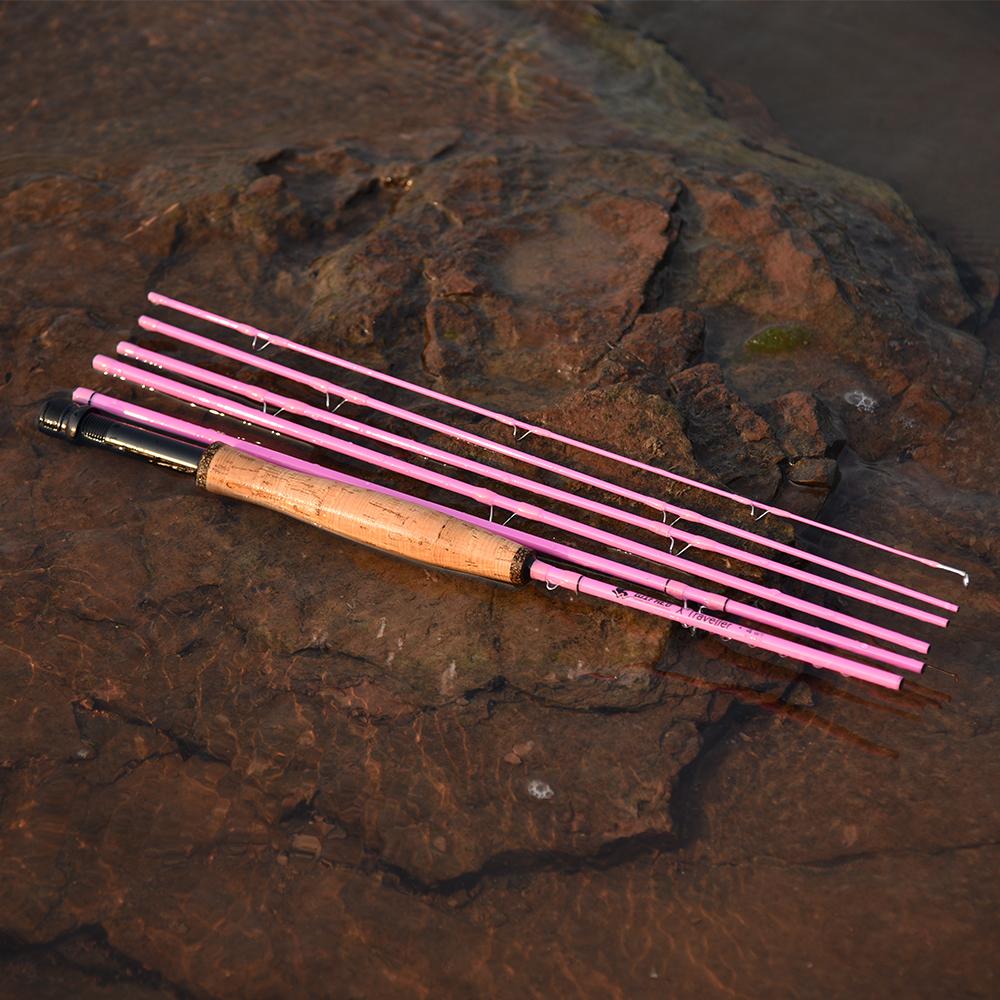 1pc Ultralight Carbon Fiber 8ft 4WT Fast Action Fly Fishing Rod with Cork Handle 6 Sections Portable Fly Rod Catching Trout Bass