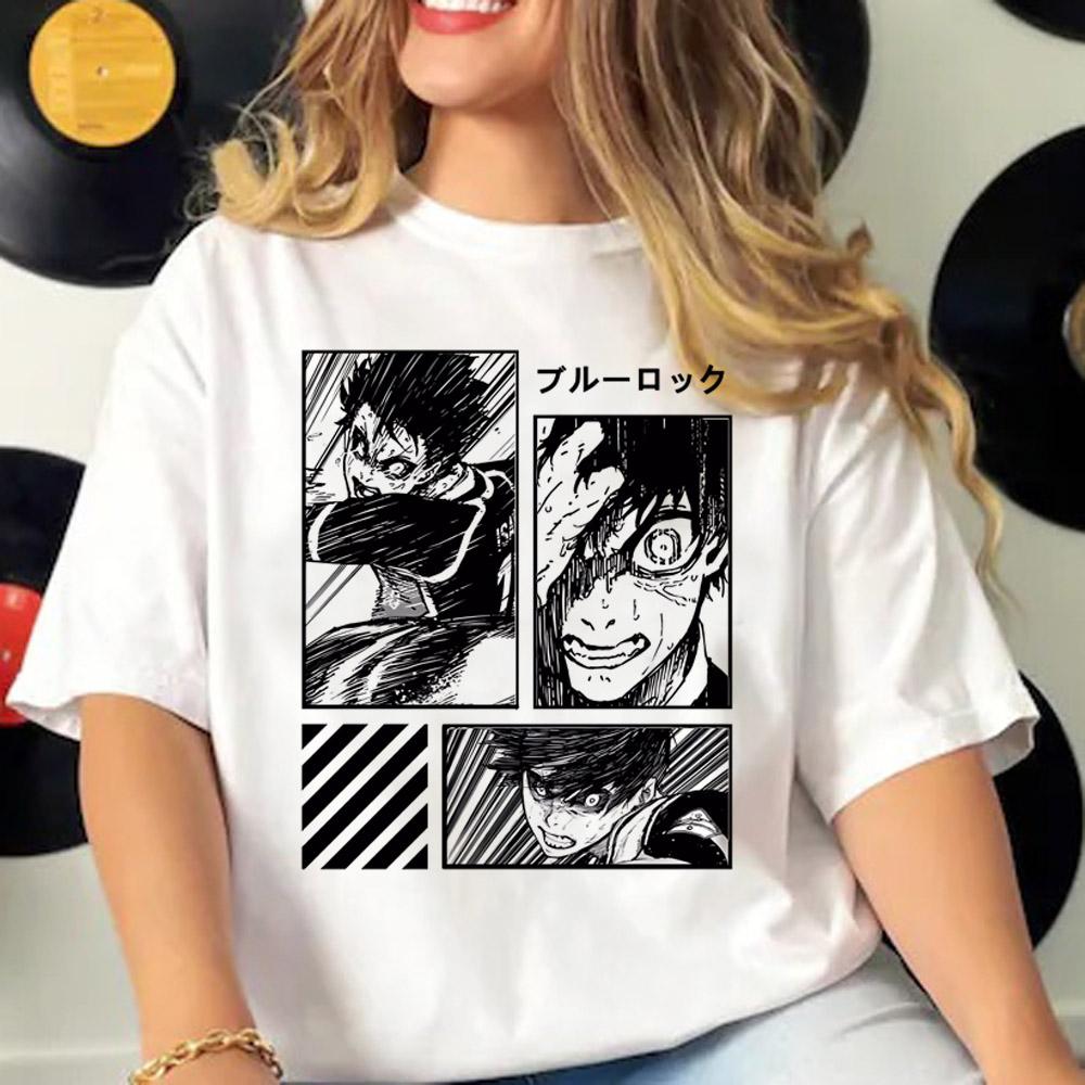 Japanese Anime Blue Lock T Shirt Women Men Short Sleeve T-shirt Harajuku Tops Tees Cartoon Streetwear