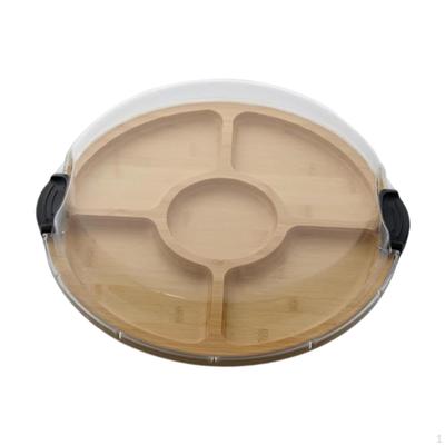 Bamboo Serving Tray Compartments Cookware Dishes Fruit Plate Wooden Food for