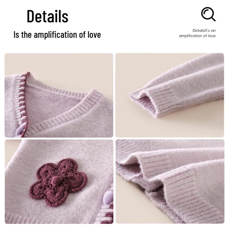 MS.PUALA French-Style Baby Girl V-Neck Cardigan
