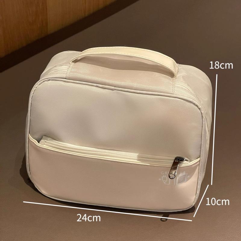 Large Capacity Cute Women's Makeup Bag - Portable Travel Cosmetic Organizer with Brush Partition