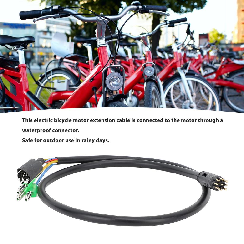 Electric Bike Motor Extension Cable M6 Male 9 Pin Waterproof Extension Cable for Front Rear Hub Motor Conversion Kit 66cm