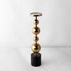 430z Black Nero Marquina Natural Marble Candle Holder Luxury Golden Metal Candlestick Wedding Decoration