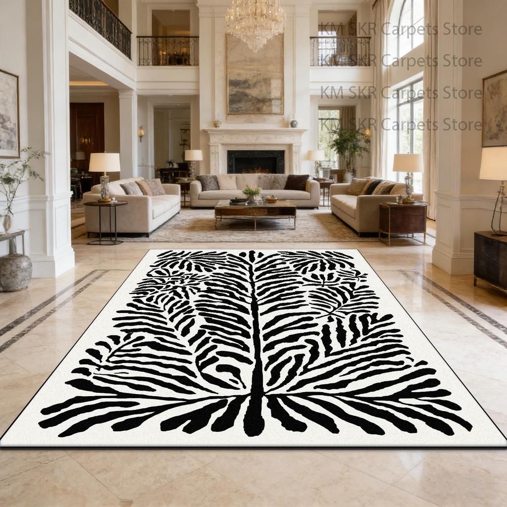 Modern Black White Zebra Stripes Large Living Room Carpet Decoration Bedroom Washable Antiskid Simple Rug Soft Fluffy Office Mat