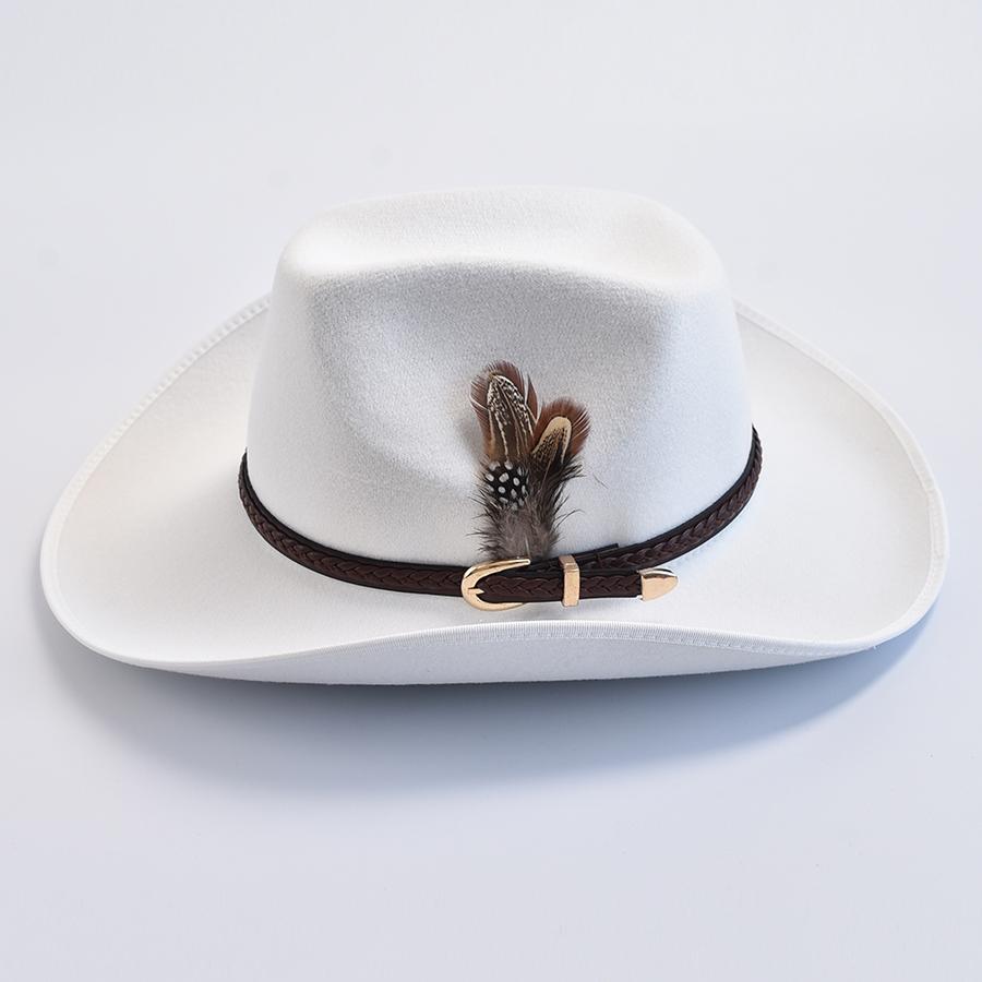 Men Women Western Style Felt Fedoras Hats Vintage Gentleman Cowgirl Jazz Hats Wide Brim Church Caps