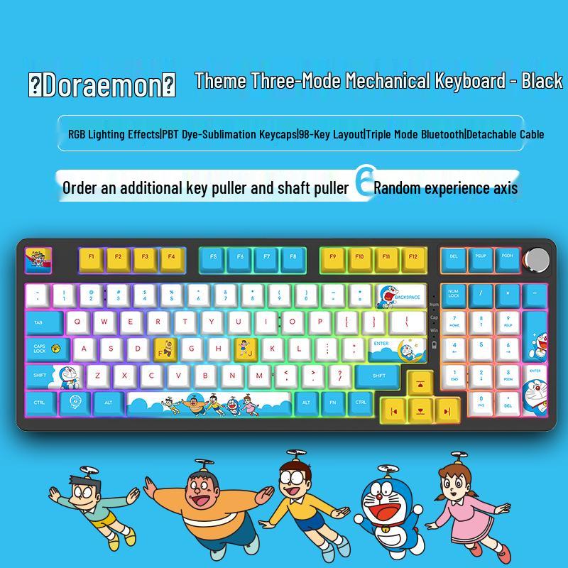 98-Key Wireless Bluetooth Three-Mode Mechanical Keyboard - Gaming, Esports, Office, PBT Transparent DIY Customization