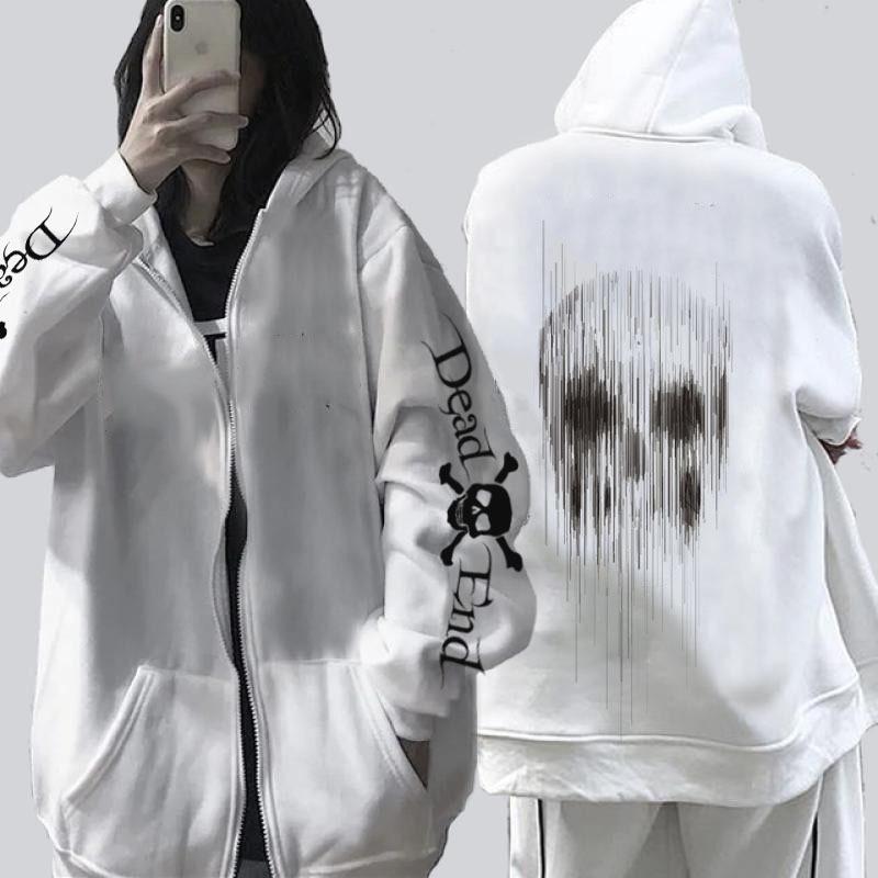 2022 cross-border women's zipper sweater angel wings printed hoodie European and American street tide casual hoodie