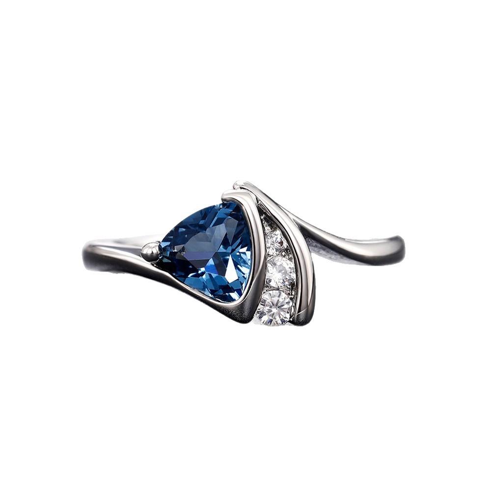 Blue color treasure zircon ring women's engagement light luxury ring fashion jewelry clothing accessories