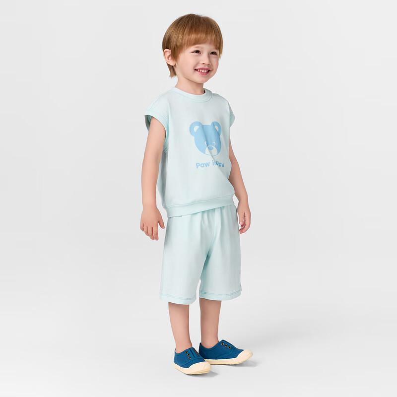 PawinPaw 2025 Summer Cartoon Bear Baby Girl's Casual Set
