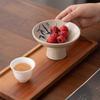 VAKADA Chinese Retro Ceramic High-Foot Dessert Plates (Set of 4)