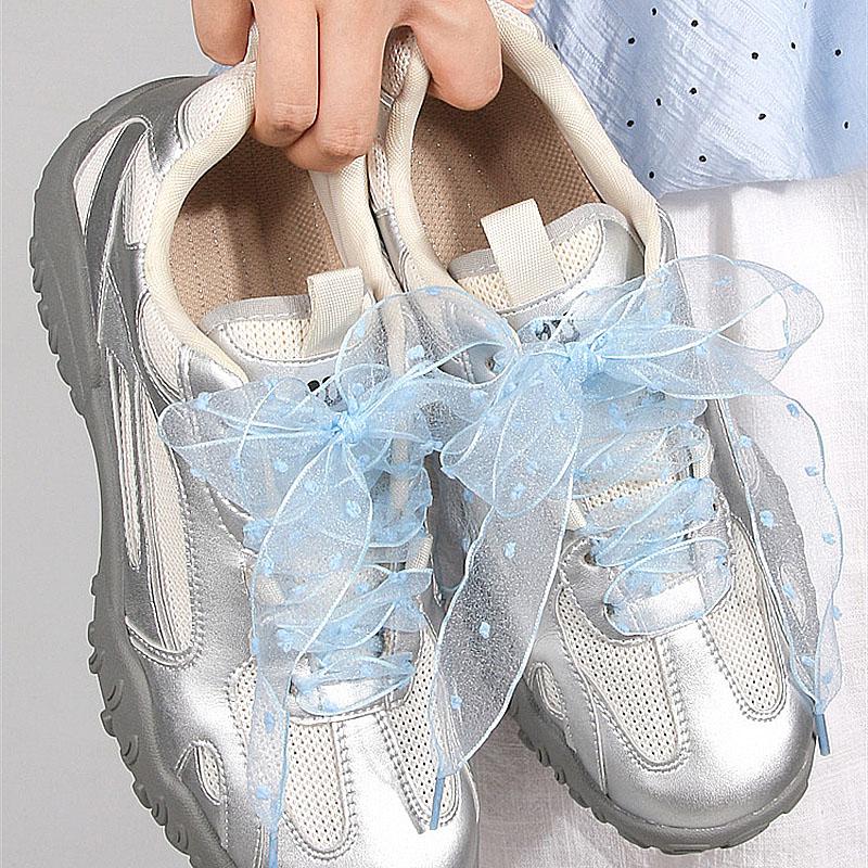 1 Paar 2,5 cm breite Schnürsenkel Transparentes Tüllband Schnürsenkel für Damen Mädchen Mode Ersatz-Schnürsenkel für Freizeitschuhe