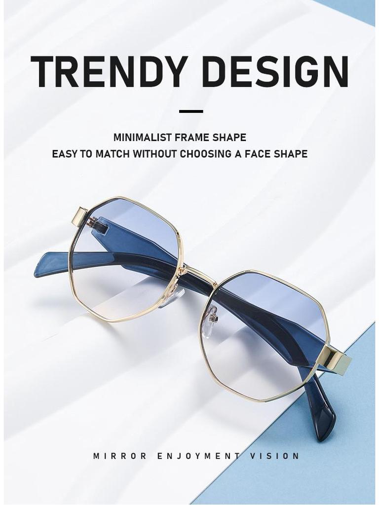 Polygon Metal Sunglasses: High-End, Versatile Retro Square Frame for European & American Street Style Fashion