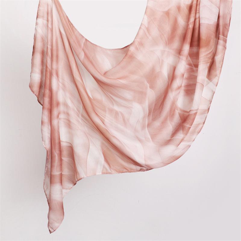 Watercolour Floral Scarves Printed Modal Breathable Hijab Lightweight Soft Cotton Woven Modal Muslim Women Shawl Hijab Scarf