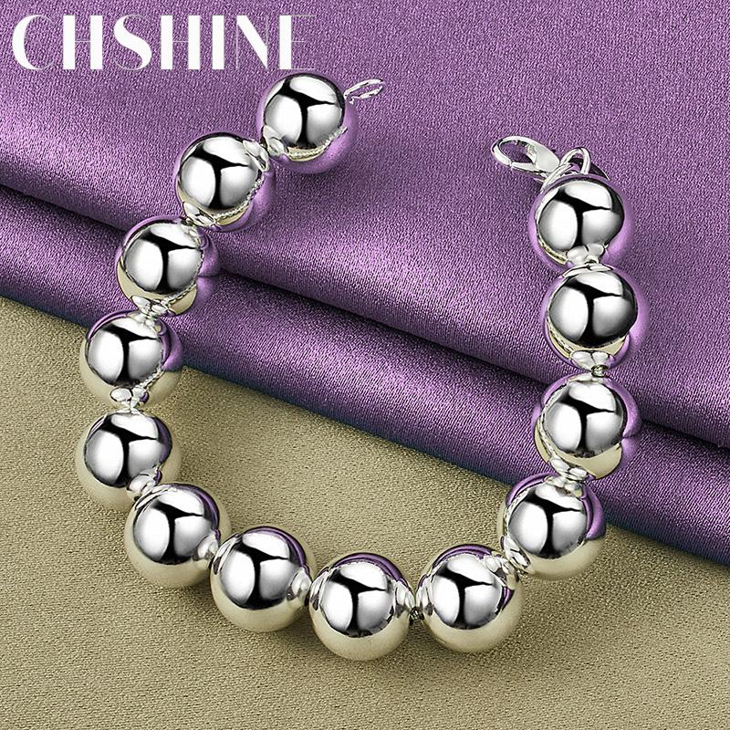 CHSHINE New 925 Sterling Silver 14mm Beaded Bracelet For Women Wedding Party Fashion Charm Jewelry